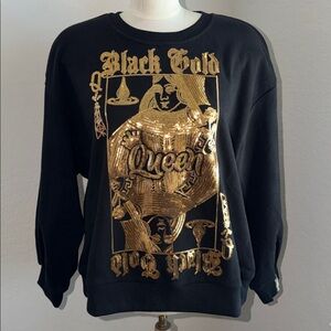 Queen of Sparkles Black Gold Sweatshirt